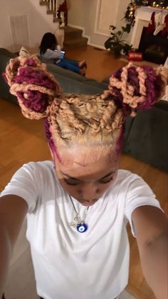 Dread Loc Extention, Difference Between Locs And Dreads, Pb&j Locs, Peanut Butter And Jelly Locs, Tri Color Locs, Two Color Locs, Locs Hairstyles Dyed, Purple And Blonde Locs