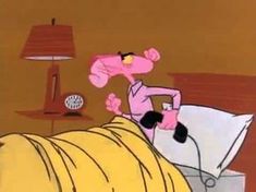 the pinky and the brain cartoon is in bed with his head turned to look like he's sleeping