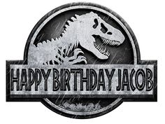 a happy birthday sign with a dinosaur in the center and an inscription that says happy birthday jacob