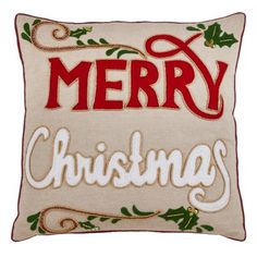 a merry christmas pillow with the words merry on it