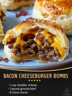 Bacon Cheeseburger Bombs Recipe Martha Stewart Recipes, Bombe Recipe, Cheese Burger, Beef Casserole Recipes, Summer Pasta Salad, Bacon Cheeseburger, Lake Food, Crumbled Bacon, Snacks Für Party