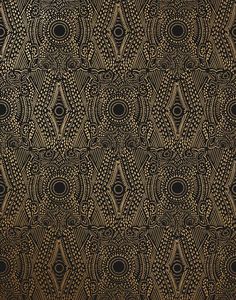 an image of a black and gold wallpaper with geometric designs on it's surface