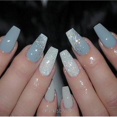 Grey Nails, Blue Acrylic Nails, Nails Prom, Acrylic Nails Coffin, Orange Nails, Prom Nails, Coffin Nails Designs, Fancy Nails, Nail Arts