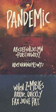 an advertisement for pandemic with different font and numbers