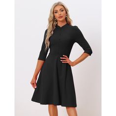 In a timeless classic design, this simple but elegant sheath dress adds to your choice for the upcoming seasons. Stylish and lightweight material easily shows your body curve and elongates your legs. Pair it with heels and you can build a retro elegant look. You can also add a coat/trench coat in fall and winter. Suitable for summer/autumn/spring and many occasions, such as Work, Office, Urban Casual, Coffee Shop, Daily, Date, Business, Formal, Weekend, etc. Solid Color Office Dress With 3/4 Sleeve, Classic Half Sleeve Workwear Dresses, Elegant Solid Color Half Sleeve Midi Dress, Office Lady Dress With 3/4 Sleeves For Work, Midi Dress For Workwear With 3/4 Sleeve, Midi Dress For Work With 3/4 Sleeves, Solid Color 3/4 Sleeve Midi Dress For Work, Solid Midi Dress With 3/4 Sleeve For Work, Classic Midi Dress With 3/4 Sleeves For Work