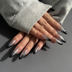 Black Cat Eye Nails, Galaxy Nail, Galaxy Dress, Black Cat Eye, Long Stiletto, Eye Nails, Galaxy Nails, Cat Eye Nails, Black Cat Eyes