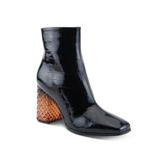 Azura-Longoria Bootie Bring out your bold side in the Azura Longoria bootie. Croc-embossments, a patent leather construction, and a molded block heel bring artsy, sleek touches to your fave fits. Click here for Boot Measuring Guide.