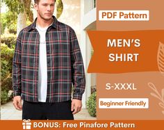 a man's shirt is shown with the text, men's shirt beginner friendly