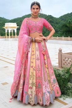 Multicolor Embroidered Silk Designer Lehenga Set Wedding Lehenga Choli, Embroidery Wedding, Party Sarees