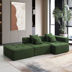 Minimalist Style L-Shaped Modular Sectional Sofa, Free Combination Corduroy Floor Sofa Sets with 4 Pillows, Convertible Foam-Filled Couch. Features: [High-Quality Corduroy] The corduroy fabric provides a blend of durability and comfort. Large Sectional Couch, Cloud Couch, Sofa Layout, Floor Couch, Traditional Sofa, Green Corduroy, Couch Set, Modular Sectional Sofa, Corduroy Fabric