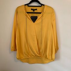 Marc New York Yellow Dressy Blouse Silver Detailing New With Tags 22 Inches From Armpit To Armpit 24 Inches From Shoulder To Bottom Hem Elegant Yellow V-neck Blouse, Fitted Yellow V-neck Blouse, Chic Yellow V-neck Top, Yellow Stretch V-neck Blouse, Yellow Stretch V-neck Top, Marc New York, Dressy Blouse, Gold Yellow, Top Blouse