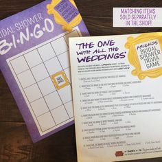 two wedding games are sitting on the table