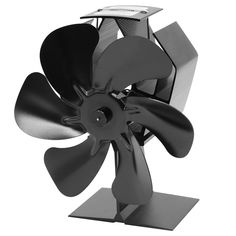 a black and white photo of a fan on a metal stand with two blades sticking out of it