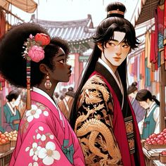 Darkskinned black woman and Korean man manhwa art Manhwa Romance Art, Blasian Couples Art Anime, Korean Man Black Woman, Asian X Black, Korean Fantasy Art, Black Woman Asian Man, Black Woman Art Drawings, Korean And Black Couples, Black Men Drawings