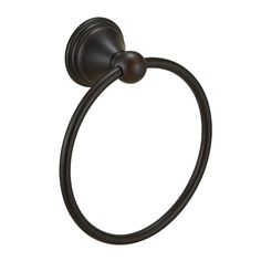 a black towel ring on a white background with the handle extended to it's side