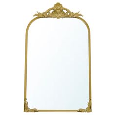 an ornate gold framed mirror against a white background