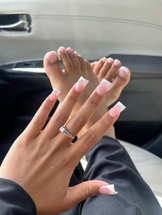 duck nails, french tip, french tip toes, short duck nails, white french tip Duck Tip Nails, Short French Tip Nails, Dope Nail Designs, Nails Only