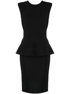 black stretch-design crew neck concealed rear zip fastening sleeveless peplum waist pencil silhouette Peplum Dresses, Theatrical Romantic, Black Pencil Dress, Pencil Silhouette, Purple Mini Dresses, Womens Cocktail Dresses, Green Midi Dress, Knit Mini Dress, Red Mini Dress