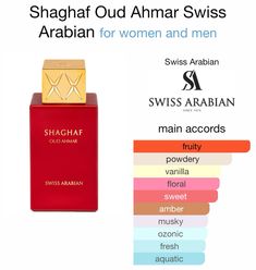 Shaghaf Oud Ahmar perfume notes #perfume #perfumelovers #shaghafoudahmar #swissarabian #perfumenotes Swiss Arabian Shaghaf Oud, Swiss Arabian Perfume, Swiss Arabian, Perfume Notes, Oud Perfume, Niche Perfume