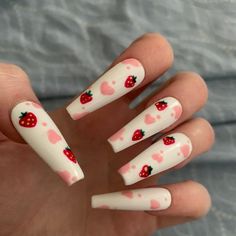 Strawberry Nails, Strawberry Cow, Luxury Press On Nails, Lavender Nails, Really Cute Nails, Nails Only