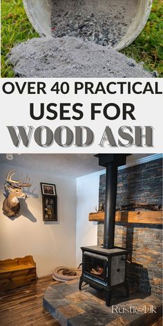 an outdoor fireplace with the words over 40 practical uses for wood ash