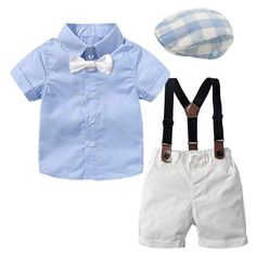 KB8015-z / 3T / China Baby Boy Clothing Shirt Bow Set Classic Collared Sets For Spring, Classic Spring Sets With Collared Shape, Summer Bow Tie Sets, Handsome Outfit, Baby Boy Vest, Baby Boy Coat, White Suspenders, Boys Easter Outfit, Short Pants Outfit