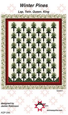 a quilt pattern with trees on it and the text winter pines lap, twin queen king