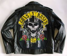 Metalworks Guns N' Roses 'Appetite For Destruction' Leather Jacket��…..\m/ Get yours from us at www.newrockbristol.co.uk Where Heavy Metal Lives! Metal Leather Jacket, Grunge Backpack, Heavy Metal Clothing, Studded Belts, New Rock Boots, Rose Jacket, Wallet Chains, Rock Boots