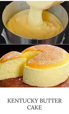 two pictures side by side one has a cake and the other has a bundt cake