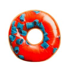 an orange donut with blue sprinkles on it