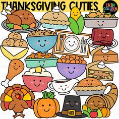 thanksgiving cut outs with turkeys and pies