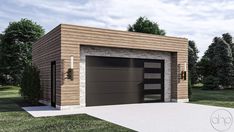 a two car garage is shown in this rendering