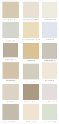 the different shades of paint that are used in this painting project, including neutrals and whites