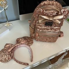 Limited Edition Rose Gold Collection From Disney Parks Not Available Anymore Loungefly Backpack, Disney Bags, Rose Gold Sequin, Disney Bag, Gold Sequin, Gold Collection, Disney Parks, Not Available, Sequin