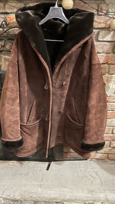 "Coat is extremely warm, soft and comfortable. Only worn a few times. Excellent condition, no fraying, no stains, no tears. Arms are 28\" long but can be shortened or lengthened Coat is 33\" long Features 4 pockets, cinch cord around waist, zipper and buckle closures." Womens Jackets, Hooded Coat, Dark Brown, Jackets & Coats, Jackets For Women, Buckle, Zipper, Clothes For Women, Clothes