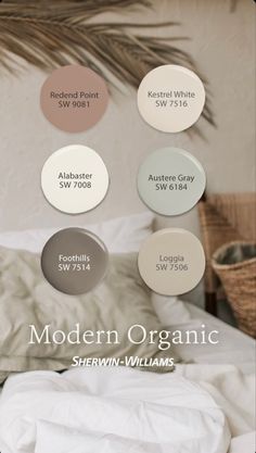 the color scheme for modern organic sheryln williams's bed linens and pillows