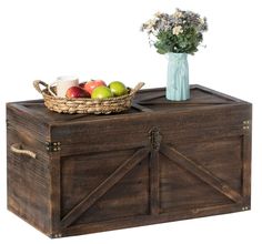 Wooden Lockable Trunk, Brown - Large - Home Decor & Things Are Us Wooden Trunk, Wooden Trunks, Craft Storage Furniture, Low Loft Beds, House Updates, Storage Trunks, Storage Trunk, Wooden Design, Rustic Farmhouse Style