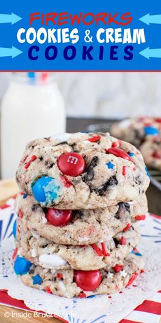 patriotic cookies stacked on top of each other