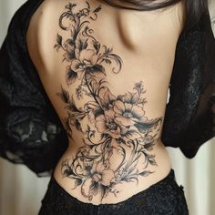 Lower Back Tattoos For Women Detailed Tattoo Designs Galaxy Spine Tattoos For Women, Body Wrap Tattoo, Classy Tattoos For Women Over 40, Lower Back Tattoos For Women, Detailed Tattoo Designs, Classy Tattoos For Women, Earth Grounding, Lower Back Tattoo