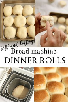 bread machine dinner rolls with text overlay that reads soft and buttery bread machine dinner rolls