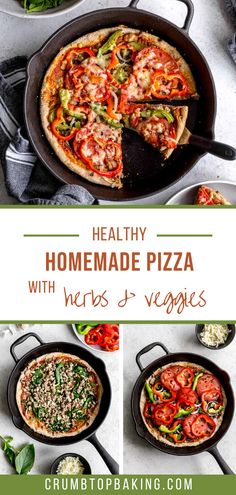 healthy homemade pizza with veggies and cheese