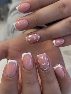 Multicolor  Collar   Colorblock Color Nails Embellished   Nail,Hand & Foot Care Cute Nails Acrylic Trendy, Funky French Tip Nails Square, Short Party Nails, Nail Inspo For Square Nails, French Tip Square Nails With Design, Short Nail Ideas French Tip, Nail Inspo French Tip Square