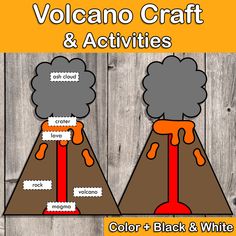 volcano craft and activities for kids to learn colors, black & white in the classroom