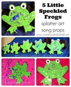 five little speckled frogs that are made out of paper and then painted with paint