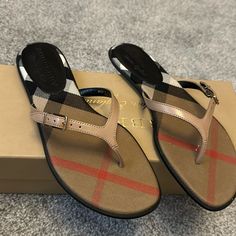 Size 37. Never Worn :) Burberry Sandals, Burberry Shoes, Black Tan, Black And Tan, Women's Shoes Sandals, Burberry, Shoes Sandals, Size 7, Women Shoes