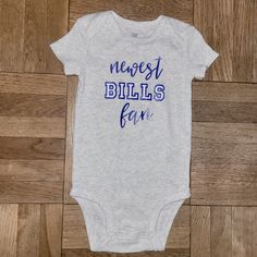 6m Buffalo Bill's Onsie Custom Made Buffalo Bills Brand New! Smoke Free Home Pet Free Home Buffalo Bills Onesie, Casual Blue Onesie With Letter Print, Blue Casual Onesie With Letter Print, Blue Short Sleeve Onesie With Letter Print, Onesie Cricut, Buffalo Bills Baby, Baby Brother, Buffalo Bills, Cricut Ideas