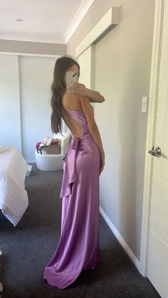 dress is from Hill Dress Hire Satin Long Prom Dress, Formal Wear Dresses, Floor Length Prom Dresses, Prom Dress Stores, Cute Prom Dresses, Pretty Prom Dresses, Grad Dresses, Bow Back