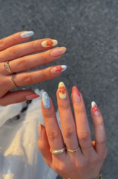 Cute Easy Nails, Summer Vacay Nails, Easy Summer Nails, Almond Nails Pink, Diy Nails Easy, Checkered Nails, Nails Summer Nails, Back To School Nails, Tropical Nails