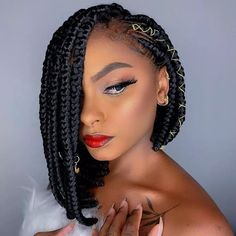 Jumbo Box Braid Hairstyles for Black Women... simple wedding hairstyles & cute edges, also grab... Box Braids Peak A Boo, Simple Vacation Hairstyles, Braids Peak A Boo, Trendy Cornrow Hairstyles, 4 Cornrows, Braids 2022, Two Cornrow Braids, Braids Large, Jumbo Box Braids Styles