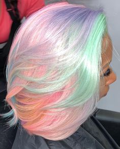 Holographic Hair, Neon Hair, Multicolored Hair, Pastel Hair, Human Hair Lace Wigs, Front Lace Wigs Human Hair